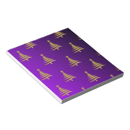 Bloc-note Arbres de Noël Gold sur violet (Incliné)