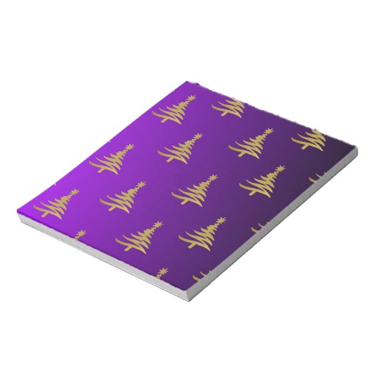 Bloc-note Arbres de Noël Gold sur violet (Tourné)
