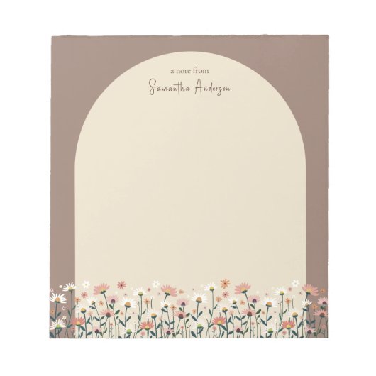 Bloc-note Arc de bordure de fleurs sauvages bohème (Devant)