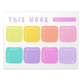 Bloc-note Arc-en-ciel coloré clair Planificateur hebdomadair (Devant)