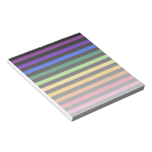 Bloc-note Arc-en-ciel et rayures noires (Incliné)
