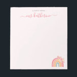 Bloc-note Arc-en-ciel rose mou moderne avec fleurs<br><div class="desc">Arc en arc-en-ciel rose mignon avec bloc-notes floraux parfait comme cadeau pour les enseignants.</div>