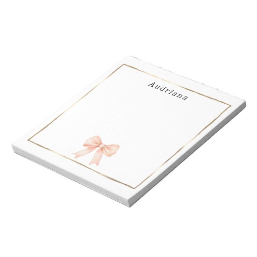 Bloc-note Arc en ruban joli pêche Personnalisé (Tourné)