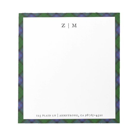 Bloc-note Armstrong Clan Tartan Plaid Motif (Devant)