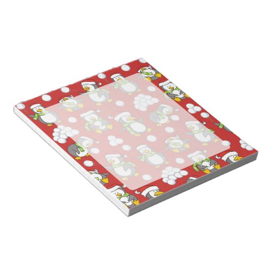 Bloc-note Arrière - plan de pingouins de Noël (Incliné)