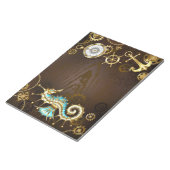 Bloc-note Arrière - plan en bois avec cheval de mer mécaniqu (Incliné)