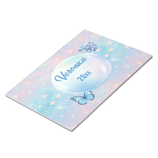 Bloc-note Arrière - plan étoilé bleu-rose (Incliné)