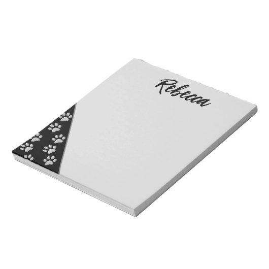 Bloc-note Arrière - plan noir Silver Dog Paws Motif d'impres (Tourné)