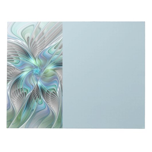 Bloc-note Art abstrait papillon bleu vert fantasy fractal (Devant)