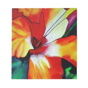 Bloc-note Art aquarelle de fleur tropicale d'hibiscus orange
