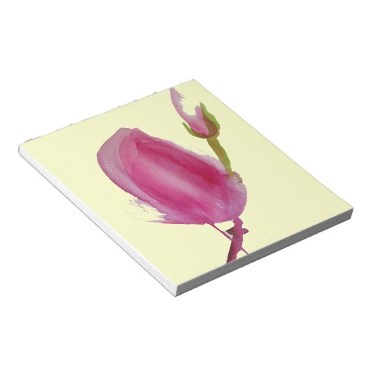 Bloc-note Art de fleur d'aquarelle de magnolia rose (Incliné)