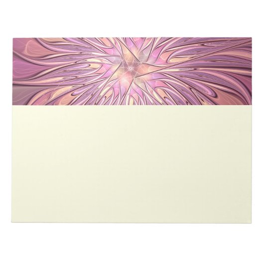 Bloc-note Art floral fractal moderne abstrait couleurs de ba (Devant)