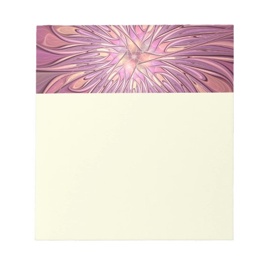 Bloc-note Art floral fractal moderne abstrait couleurs de ba (Devant)