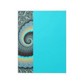 Bloc-note Art fractal abstrait bleu turquoise orange en spir (Tourné)