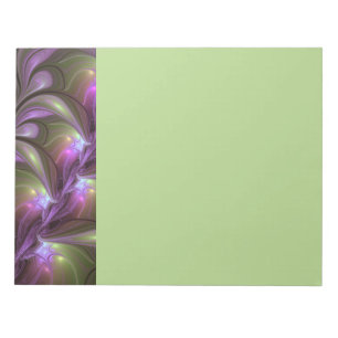 Bloc-note Art fractal abstrait violet pourpre kaki coloré