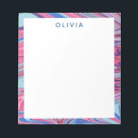 Bloc-note Art marbré Abstrait en bleu et rose<br><div class="desc">Un design abstrait vif et éclatant de tourbillons marbrés en acrylique bleu et rose,  personnalisé avec votre nom ou mot de choix.</div>