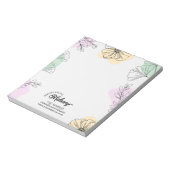 Bloc-note Art moderne Elegant Rose Or Vert Floral Ligne Art (Tourné)