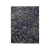Bloc-note Art moderne Gold Blue Floral Doodles (Tourné)