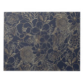 Bloc-note Art moderne Gold Blue Floral Doodles (Devant)