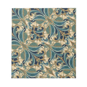 Bloc-note Art Nouveau Déco Majolique Floral Artisanat Vintag