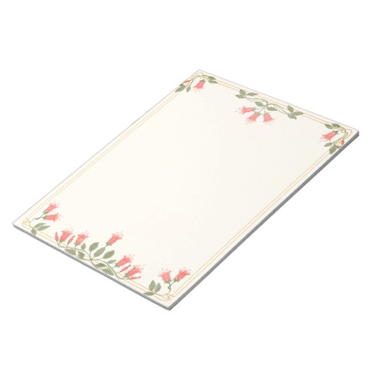 Bloc-note Art Nouveau Fuchsia Floral Border Notepad (Incliné)