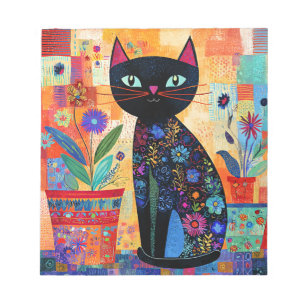 Bloc-note Art populaire de chat noir
