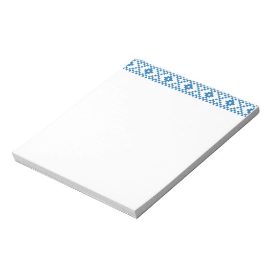 Bloc-note Art populaire ethnique letton bleu et blanc (Tourné)