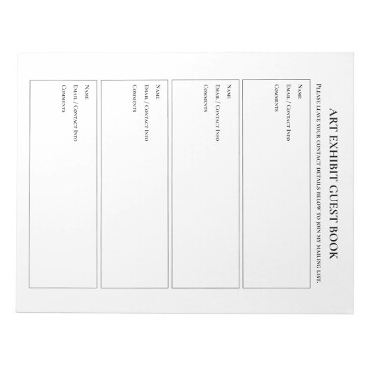 Bloc-note Art Show Exposition Livre d'invités (Devant)