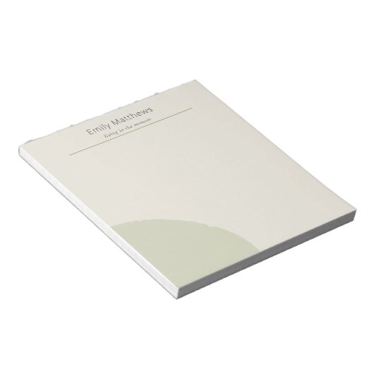Bloc-note Artisan Studio Notepad Sage Minimalist Stationery (Incliné)