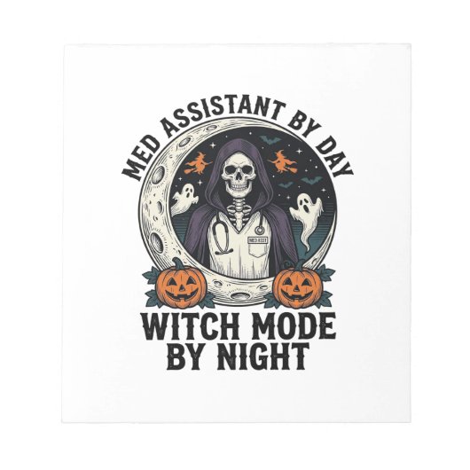 Bloc-note Assistant médical Sorcière d'Halloween Gravure Vin (Devant)