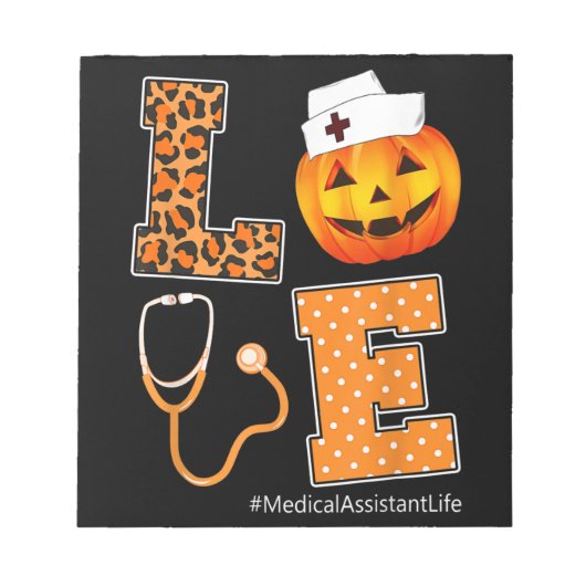 Bloc-note Assistante médicale amour léopard Halloween citrou (Devant)