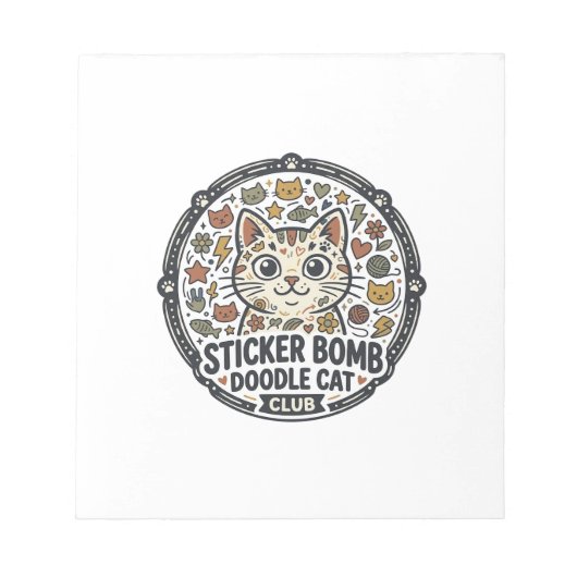 Bloc-note Autocollant Bombe Dessin Animé Chat POD Vector Art (Devant)
