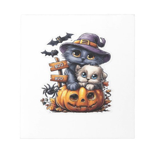 Bloc-note Autocollant de chat Halloween mignon � Chapeau de (Devant)