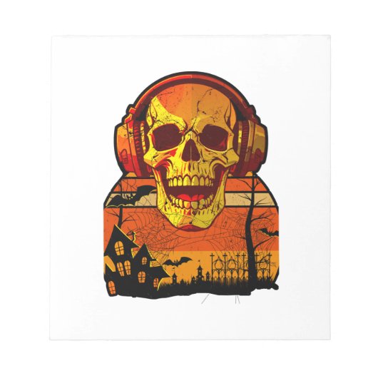 Bloc-note Autocollant de crâne Retro Hallowen (Devant)