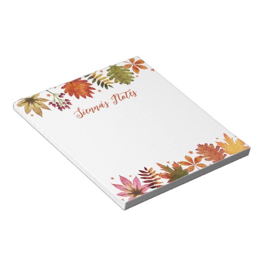 Bloc-note Automne Aquarelle Automne Feuilles Nom Rustique (Incliné)
