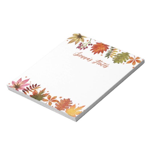 Bloc-note Automne Aquarelle Automne Feuilles Nom Rustique (Tourné)
