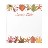 Bloc-note Automne Aquarelle Automne Feuilles Nom Rustique (Devant)