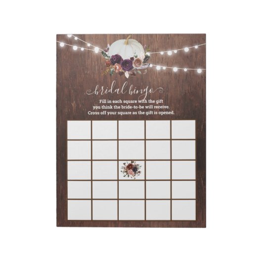 Bloc-note Automne Blanc Citrouille Tomber en Amour Bingo Boi (Tourné)