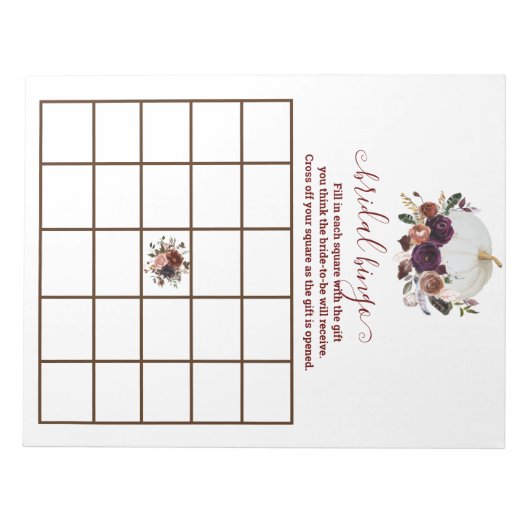 Bloc-note Automne Citrouille blanc chute dans Love Bingo (Devant)