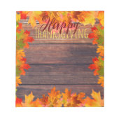 Bloc-note Automne Feuilles d'automne sur le bois rustique Th (Devant)