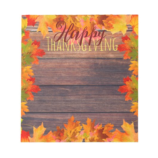 Bloc-note Automne Feuilles d'automne sur le bois rustique Th (Devant)