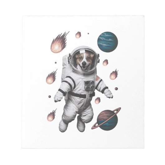 Bloc-note Aventure spatiale avec un chien astronaute (Devant)