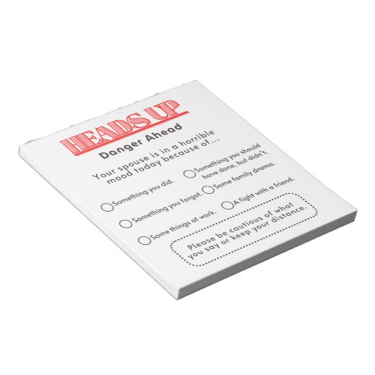 Bloc-note Avertissement au conjoint (Incliné)