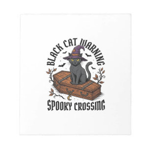 Bloc-note Avertissement Chat Noir Halloween Vintage Sorcière