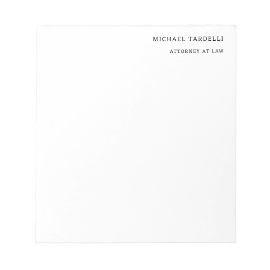 Bloc-note Avocat au Barreau Minimaliste Classique Simple (Devant)