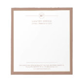 Bloc-note Avocat au monogramme marron et blanc de bureau mod (Devant)