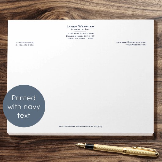 Bloc-note Avocat juridique et professionnel Classique Navy
