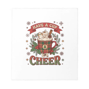 Bloc-note Avoir une tasse de Noël cheer plaid mug chocolat c