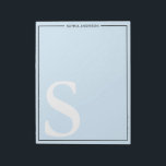 Bloc-note Baby Blue Graphic Monogramme Nom personnalisé<br><div class="desc">Baby Blue Graphic Monogramme Nom personnalisé Bloc-notes. Personnalisez ce design personnalisé avec votre propre nom et monogramme.</div>