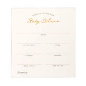 Bloc-note Baby Predictions Shower Guessing Game (Devant)